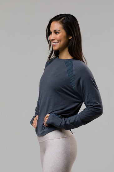 Image Title Onzie Pullover Long Sleeve Crewe - Slate Gray